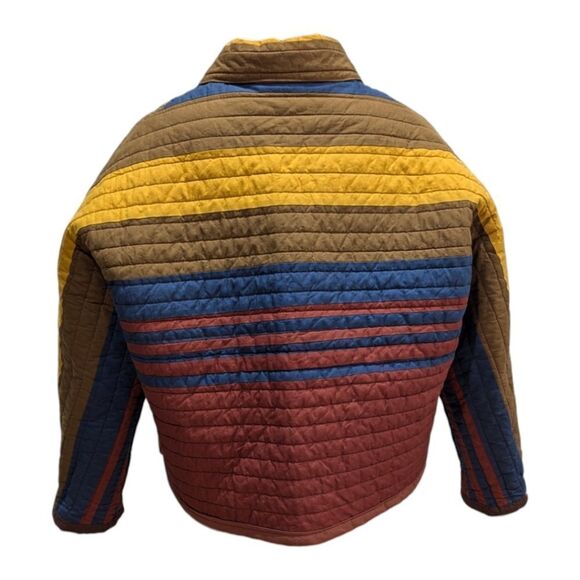 Unique Retro Colorful Striped Quilted Oversized Short Jacket Snap Women's M/L - Picture 2 of 8